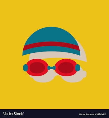 Diver swimmer equipment in sticker style vector image