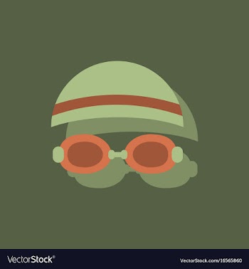 Diver swimmer equipment in sticker style vector image