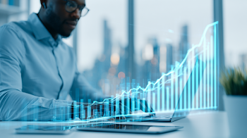 Diverse Analyst Reviewing Financial Growth Data in Modern Workspace