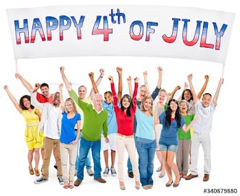 Diverse Cheerful People Celebrating Independence Day
