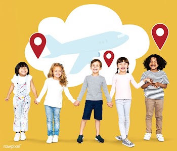 Diverse kids with dreams to explore the world | Free stock psd mockup - 492009