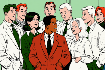 Diverse Office Workers in Retro Comic Style
