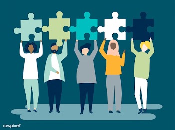 Diverse people holding different puzzle piece.. | Free stock vector - 455766