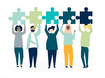 Diverse people holding different puzzle piece.. | Free stock vector - 455795