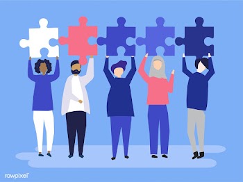 Diverse people holding different puzzle piece.. | Free stock vector - 455801