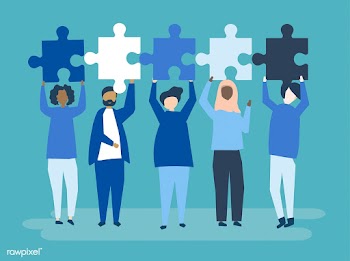 Diverse people holding different puzzle piece.. | Free stock vector - 455805