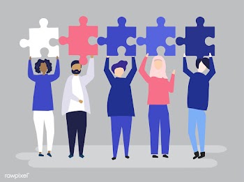 Diverse people holding different puzzle piece.. | Free stock vector - 455807