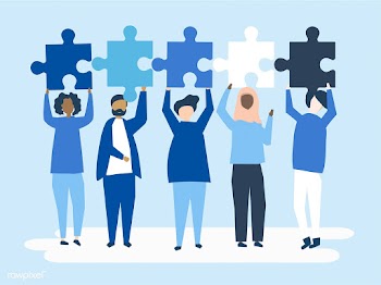 Diverse people holding different puzzle piece.. | Free stock vector - 455809