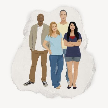Diverse people, ripped paper collage | Free PSD - rawpixel