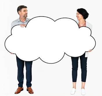 Diverse people showing a blank white cloud | Free stock psd mockup - 491102