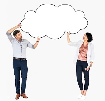 Diverse people showing a blank white cloud sh.. | Free stock psd mockup - 491017