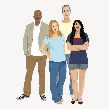 Diverse people, standing characters illustration | Free PSD - rawpixel