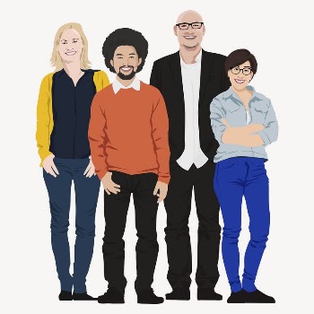 Diverse people, standing characters illustration | Free PSD - rawpixel
