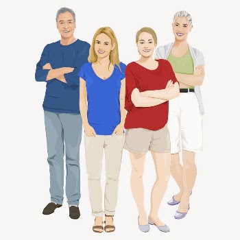 Diverse people, standing characters illustration | Free PSD - rawpixel