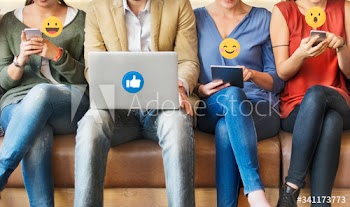 Diverse people using digital devices