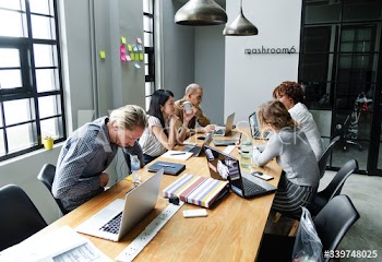 Diverse people working at an office