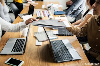 Diverse people working at an office