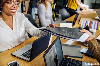 Diverse people working at an office