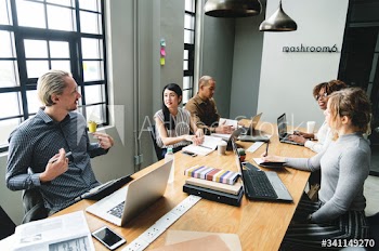 Diverse people working at an office