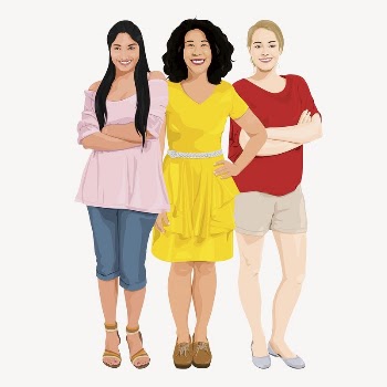 Diverse women, full length illustration | Free PSD - rawpixel
