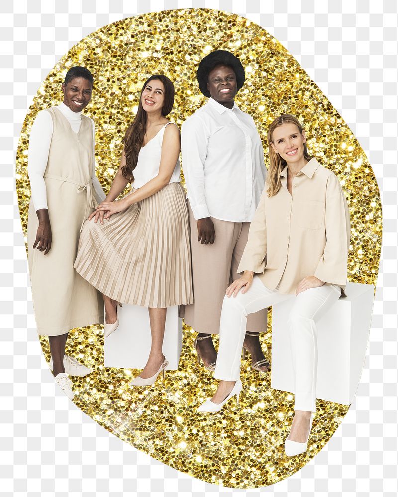 Diverse women png sticker, gold | Free PNG - rawpixel