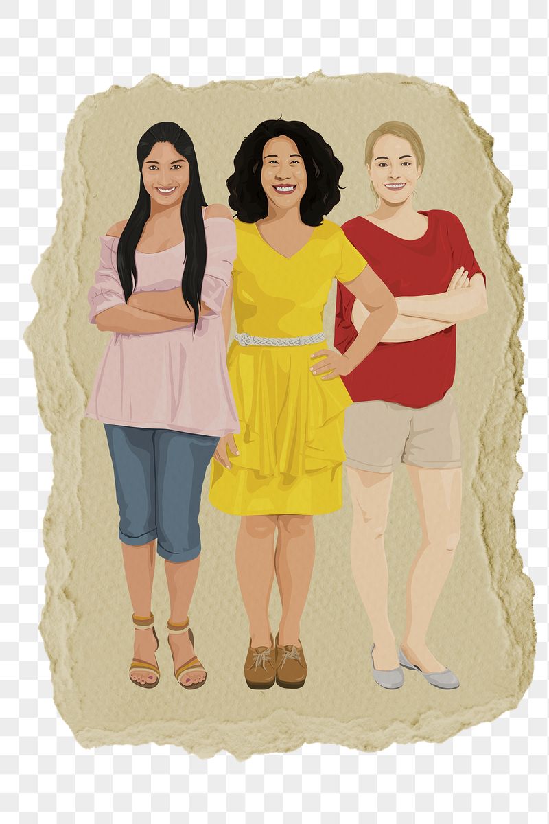 Diverse women png sticker, standing | Free PNG - rawpixel