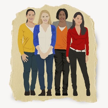 Diverse women standing, kraft ripped | Free PSD - rawpixel