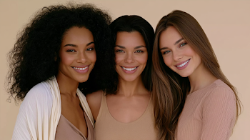 Diverse Young Women Smiling in Studio Portrait