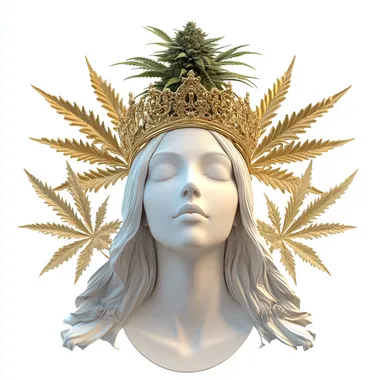 Divine Female Figure with Cannabis Crown Divine Female Figure with Cannabis Crown