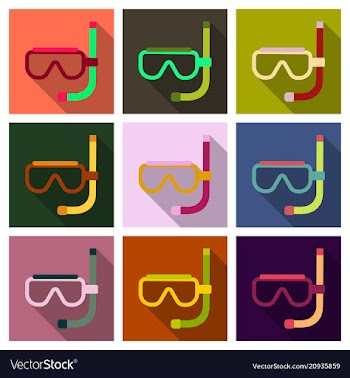 Diving mask with snorkel flat icon modern vector image