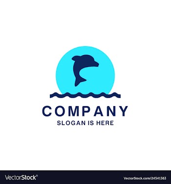 Diving school logo with dolphin as symbol vector image