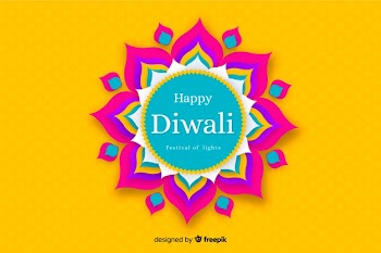 Diwali background in paper style in yellow shades Free Vector