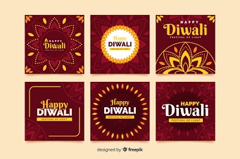 Diwali celebration instagram post collection Free Vector