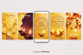 Diwali social media stories collection Free Vector