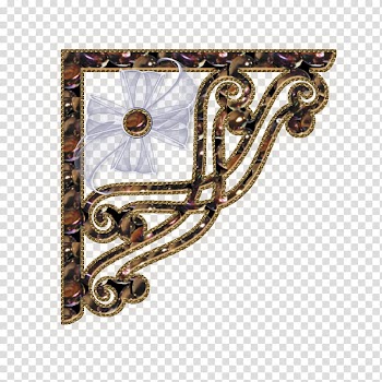 DiZa decorative element, brown and black floral frame transparent background PNG clipart
