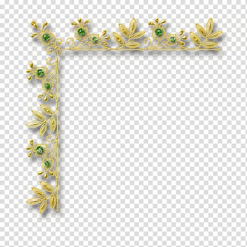 DiZa decorative element, gold and green frame transparent background PNG clipart