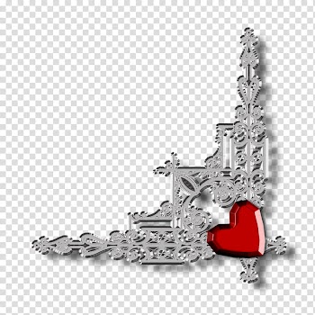 DiZa decorative element, silver wall decor with heart transparent background PNG clipart