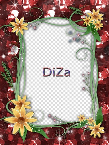 DiZa frames , red and green floral frame transparent background PNG clipart