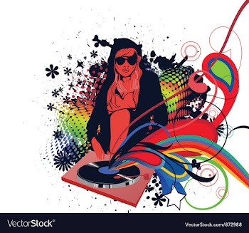 Dj girl with floral vector image
