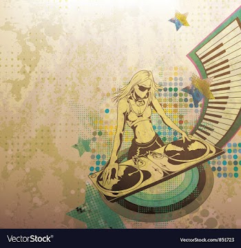 Dj with turntable vector image
