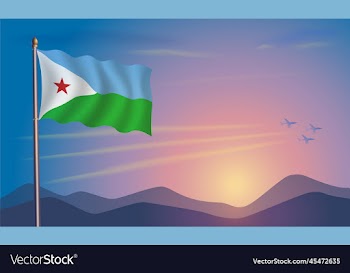 djibouti flag in the morning sun