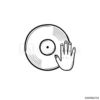 DJing and remixing hand drawn outline doodle icon
