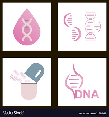 Dna genetic sign elements and icons collection vector image