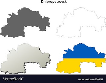 Dnipropetrovsk blank outline map set vector image