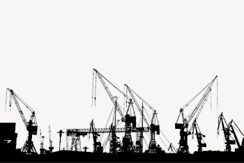 Dock cranes silhouette border, industrial | Free Photo - rawpixel