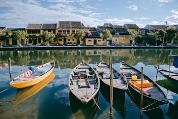 Docked Boats on River