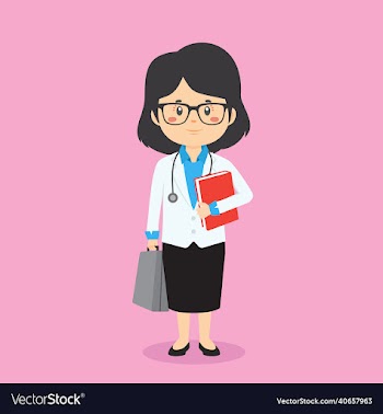 doctor character standing with file and briefcase