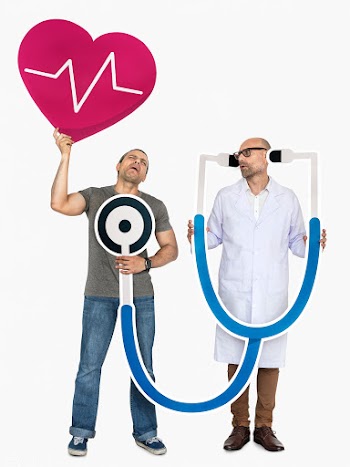 Doctor checking heart rate of patient | Free stock psd mockup - 468296