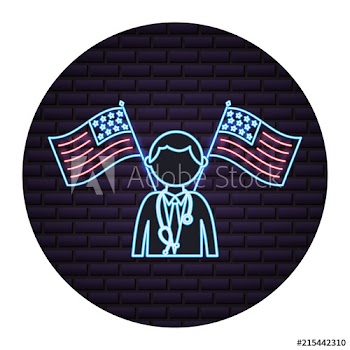 doctor crossed american flag labor day neon