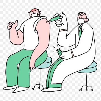Doctor injecting vaccine png doodle illustration character